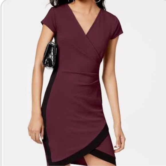 Almost Famous Women's Striped Ruched Cocktail Dress Purple Size X-Small NWT - Picture 2 of 6